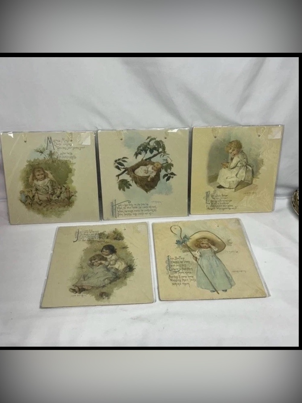 5 Vtg Maud Humphrey/TJ Whitneys Toys Nursery Rhyme Art Prints Child Decor NEW
